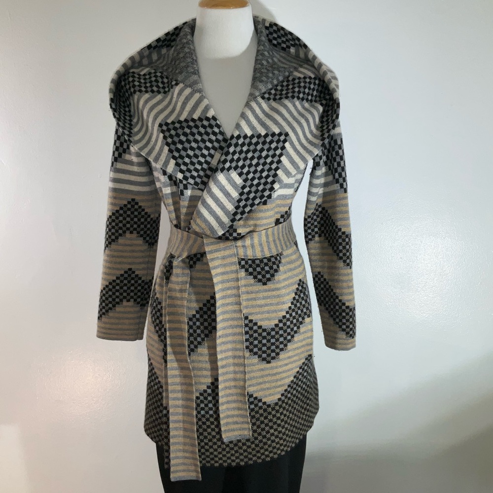 Anthropologie Field Flower Black and Gray Cape Jacket - Picture 2 of 9